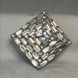 Vintage WEISS Clear Rhinestone Statement Brooch – Pyramid Design